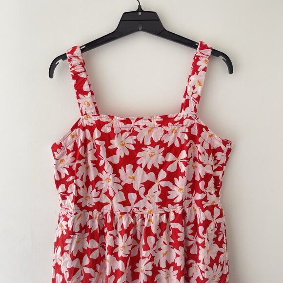 Bold Floral Print Sundress L Cotton Fit & Flare Country Summer Boho Picnic Retro - Picture 3 of 8